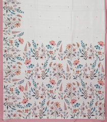 Off White Woven Synthetic Dola Silk Saree With Printed Floral Motif-BL4460