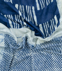 Indigo Printed Jaipur Cotton Saree With Tie & Dye Motifs-JC1693