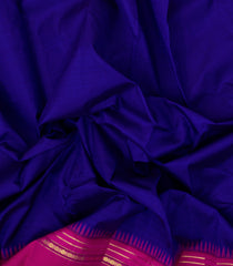 Blue Handloom Korvai Kanchipuram Silk Saree With Pink Border-KA14738