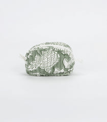 Cardamom Green Cotton Bagru Printed Coin Pouch With Zipper-ACS1069