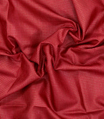 Red Printed Synthetic Tussar Silk Saree With Zari Checks & Contrast Pallu-SY0371