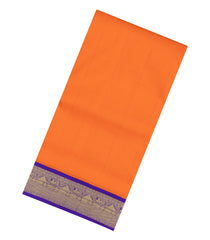Orange Handloom Korvai Kanchipuram 9 Yards Silk Saree With Contrast Border-KA15395