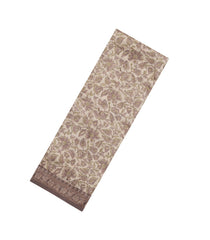 Taupe Printed Chanderi Cotton Saree With Zari Border-CC1595