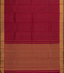 Crimson Handloom Kanchipuram Silk Saree With Zari Checks-KA14455