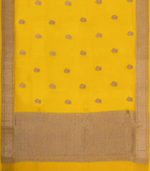 Yellow Woven Pure Banarasi Organza Silk Saree With Floral Buttas-KS1158