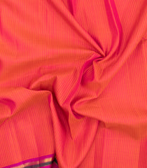 Orange Handloom Kanchipuram Silk Saree With Stripes-KA15515