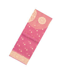 Peach Woven Pure Organza Silk Saree With Floral Zari Buttas-KS1090