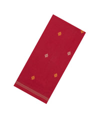 Crimson Handloom Bengal Cotton Saree With Floral Buttas-BG1599