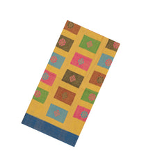 Mustard Handloom Bengal Cotton Saree With Meena Buttas-BG1610