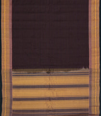 Black Handloom Gadwal Silk Cotton Saree With Stripes-GA0421