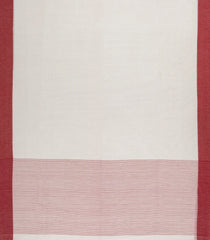 White Woven Bengal Cotton Saree With Crimson Border-BG1538