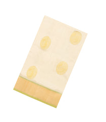 Off White Handloom Silk Cotton Saree With Buttas & Contrast Zari Border-SC4659