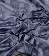 Grey Woven Art Dupion Saree With Printed Floral Motifs-BL4933