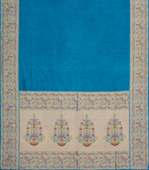 Cyan Woven Art Dupion Saree With Meena Floral Border-BL5964