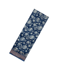 Indigo Printed Chanderi Cotton Saree With Zari Border-CC1551