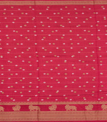 Red Printed Art Dola Silk Saree With Stripes & Printed Pallu-BL5766
