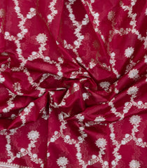 Magenta Woven Dupion Silk Saree With Floral Jaal Motifs-DS0564