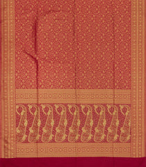 Crimson Woven Art Dupion Saree With Floral Zari Motifs-BL5865
