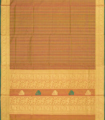 Beige Handloom Silk Cotton Saree With Checks-SC4227