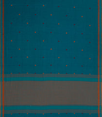 Cyan Handloom Bengal Cotton Saree With Diamond Motifs-BG1852