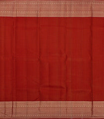 Rust Handloom Kanchipuram Silk Saree With Zari Checks-KA14747