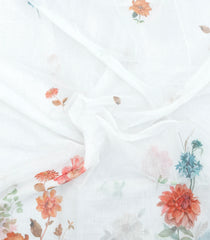 White Printed Synthetic Kota Saree Zari Border With Jhalar-SY0081