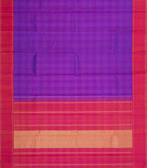 Purple Handloom Kanchipuram Silk Saree With Zari Checks-KA15228
