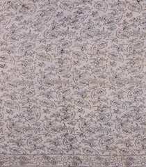 Taupe Woven Kalamkari Cotton Saree With Pritned Floral Motifs-KAL1153