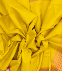 Lemon Yellow Handloom Silk Cotton Saree With Contrast Border-SC3492