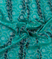 Sea Green Handloom Kanchipuram Silk Saree With Meena Floral Motifs-KA15727
