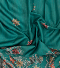 Green Printed Synthetic Tussar Silk Saree With Contrast Border-SY0108