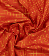 Orange Handloom Kanchipuram Silk Saree With Zari Checks & Kanchipuram Butta Silk Sarees-KA16597