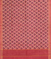 Dark Peach Woven Tussar Silk Saree With Printed Floral Motifs-TU3189