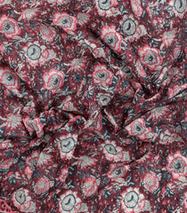 Dusty Pink Printed Jaipur Cotton Saree With Floral Motifs-JC1551