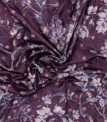 Lilac Printed Synthetic Tussar With Contrast Zari Border-SY0282