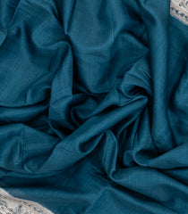 Cyan Printed Chanderi Cotton Saree With Zari Border-BL5474