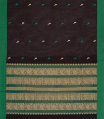 Black Handloom Village Cotton Saree With Buttas-VC1635
