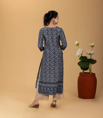 Indigo Blue Printed Kurta-KR0861