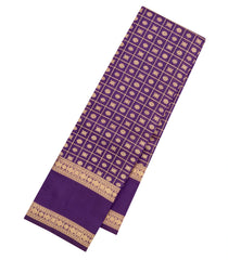 Purple Handloom Kanchipuram Silk Saree With Checks & Buttas-KA15662