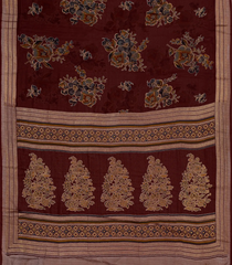 Crimson Printed Synthetics Brasso Saree With Floral Motifs-BL5314