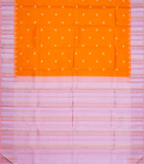 Orange Handloom Korvai Kanchipuram Silk Saree With Buttas & Lavender Border-KA13207