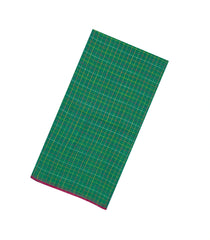 Green Handloom Bengal Cotton Saree With Dotted Checks-BGG1955