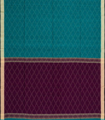 Cyan Woven Bengal Cotton Saree With Diamond Jaal-BG1904