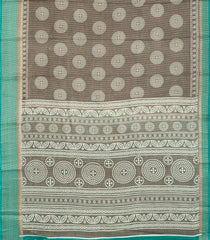Dark Grey Woven Synthetic Dola Saree With Printed Motifs & Contrast Border-BL4511