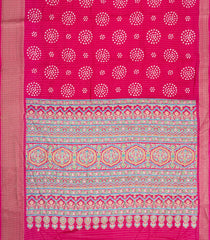 Hot Pink Printed Synthetic Dola Silk Saree With Motifs & Zari Stripes-SY0453