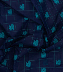 Navy Blue Woven Rasipuram Cotton Saree With Annam Motifs-RA2648