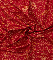 Red Handloom Rajkot Patola Silk Saree With Ikat Floral Motifs-IK0477