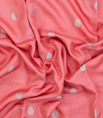 Peach Woven Blended Viscose With Zari Buttas-BL5572