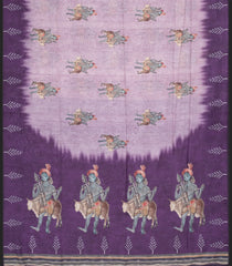 Lavender Woven Synthetic Chanderi Cotton Saree With Printed Lord Krishna Motifs-BL4177