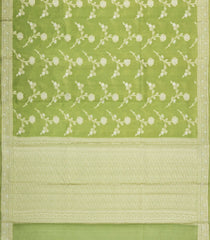 Cardamom Green Woven Dupion Silk Saree With Floral Buttas-DS0578